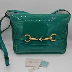 Gucci Emerald Green Patent Shoulder Bag 100% Authentic New Condition